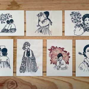 Lot de 7 Cartes Postales de reproductions de Broderies ~ Art Traditionnel  ~ Corée