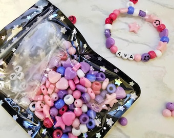 Girly Pop Bead Bracelet Making Kit: DIY Craft Gift for Kids