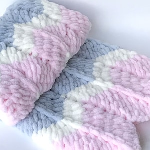 Baby blanket pink gray, puffy baby blanket, newborn blanket, baby shower gift, knitted baby blanket for stroller, for kids, bedding blanket