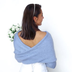 Bridal sweater off white, knitted shrug, convertible wedding jacket, wedding bolero, cover up, bridal jacket, knitted scarf with arms image 10