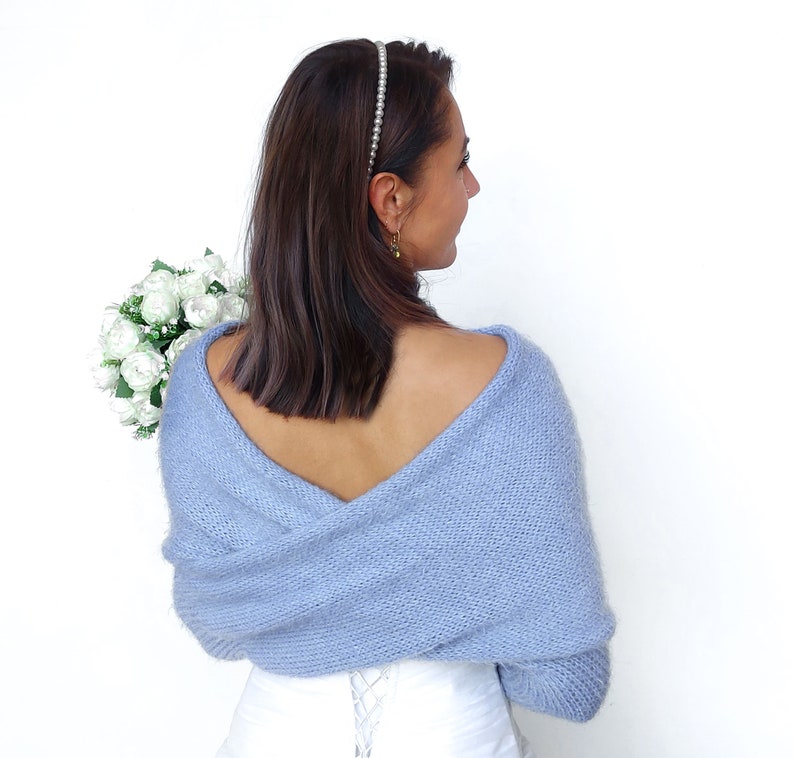 Bridal sweater off white, knitted shrug, convertible wedding jacket, wedding bolero, cover up, bridal jacket, knitted scarf with arms image 10