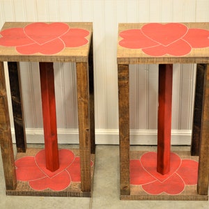Side Table with Hand Painted Hearts