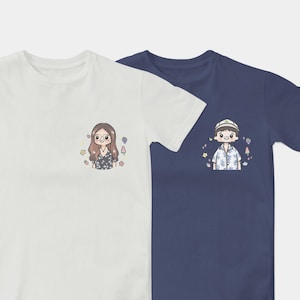 Cutibb Personalized Couple Shirts, Cartoon Anime Shirt, Couple Match Shirt, Shirts from photo, Personalized Valentine's/Anniversary/ Gift
