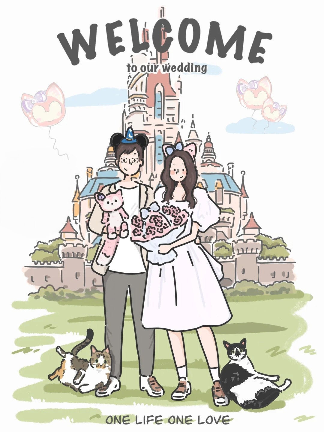 Cutibb Custom Wedding Portrait, Wedding Card Design, Cute Chibi Drawing, Personalized Memory Gift, Couple Gift, Wedding Gift
