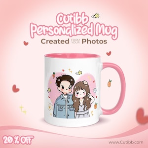 Tazza personalizzata Cutibb, Ritratto personalizzato, Tazza da foto, Tazza Anime, Tazza per coppia, Regalo di Natale personalizzato, Regalo di memoria, Regalo di anniversario