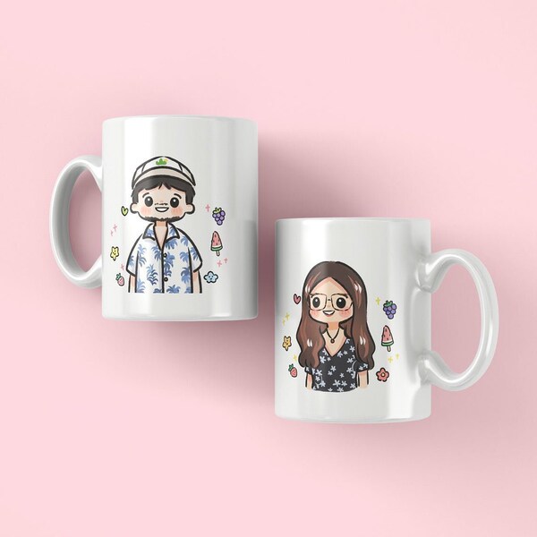 Mug personnalisé Cutibb, portrait personnalisé, mug à partir d'une photo, mug anime, mug couple, cadeau de Noël personnalisé, cadeau souvenir, cadeau d'anniversaire