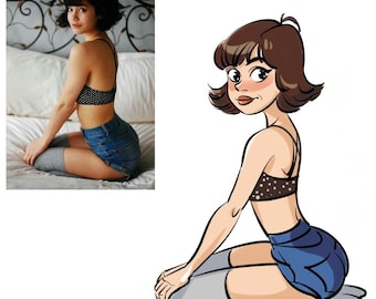 Custom Comics-Style Portraits – Minimalist Vintage American Drawing, Personalized Illustration Commissions from Your Photo, Christmas Gift.