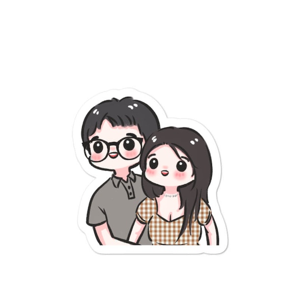 Cutibb gepersonaliseerde cartoon sticker, anime sticker, kiss cut sticker, laptop sticker, sticker van foto, gepersonaliseerde Valentijn kerstcadeau