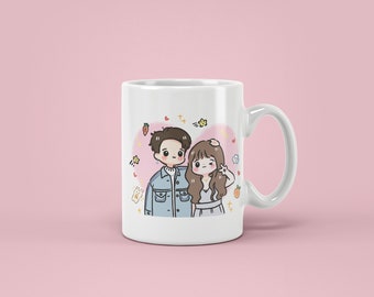 Cutibb Personalized Cartoon Mug, Custom Portrait, Mug From Photo, Anime Mug, Couple Mug, Valentine's/Personalized Gift/Anniversary Gift