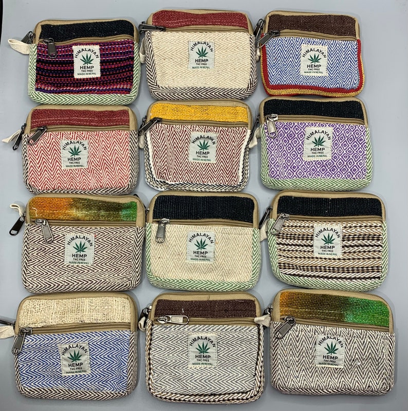 Hemp Coin Purse Wallet Pouch Inner Cotton Lining Two Zipper Etsy