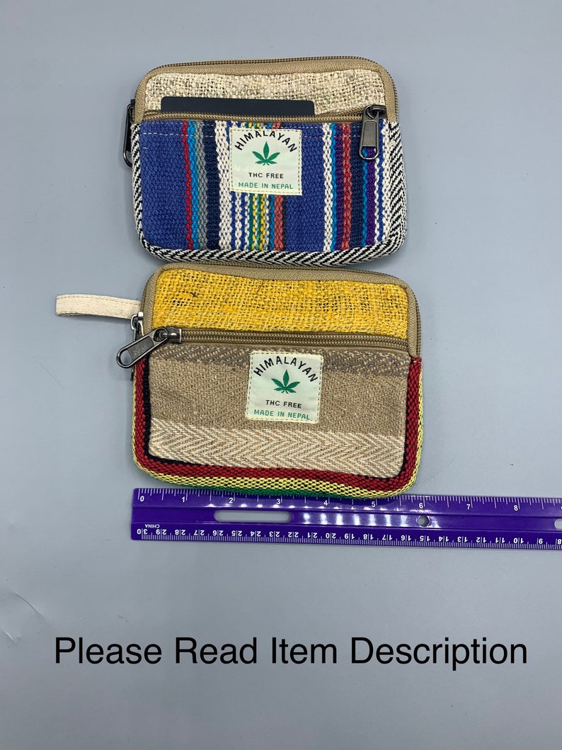 Hemp Coin Purse Wallet Pouch Inner Cotton Lining Two Zipper Etsy