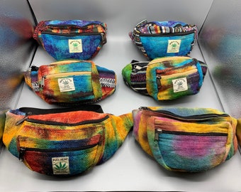 Fanny Pack Hemp Tie Dye Bum Bag Crossbody Unisex Men&#39;s Women&#39;s Sling Festival Beach Cruise Waist Belt Travel Bag Gift Gifts FAST SHIPPING!