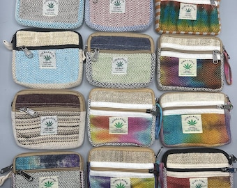 Hemp Coin Purse Wallet Pouch FREE FAST SHIPPING! Inner Cotton Lining Two Zipper Pockets. 2 for 22, 3 for 30 Travel Bag Gift Gifts
