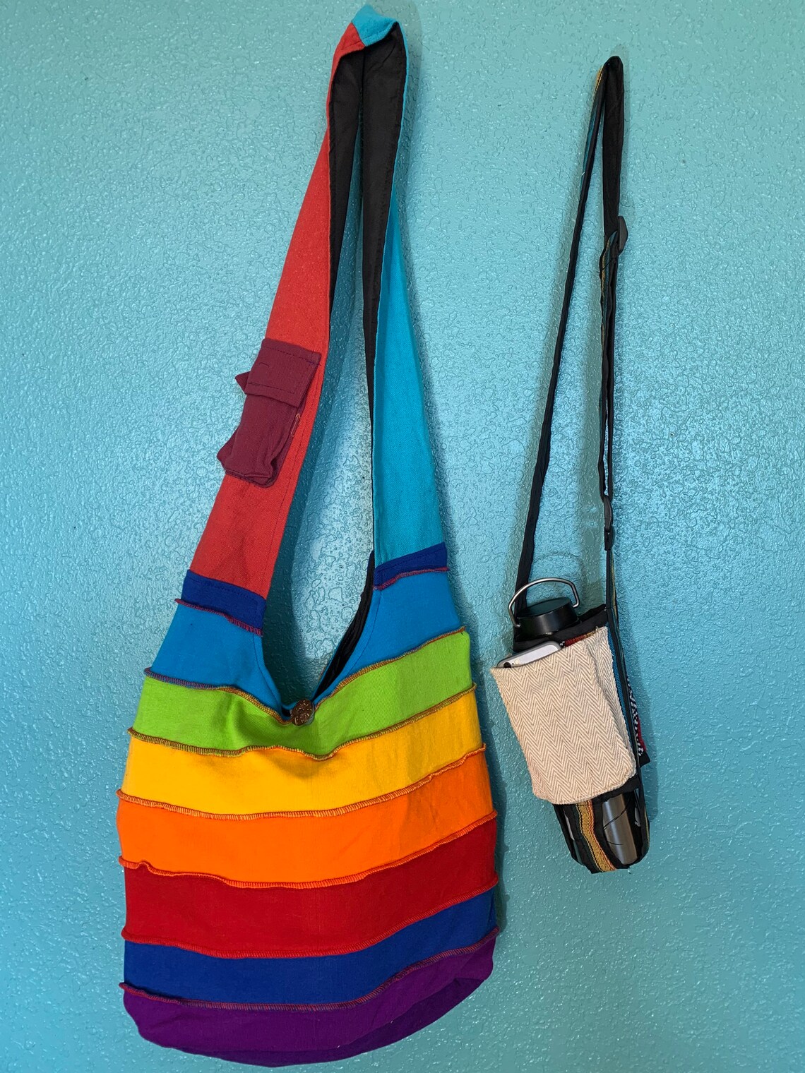 Rainbow Crossbody Bag or Water Bottle Cell Phone Holder Etsy