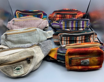 Hemp or Cotton Fanny Pack Bum Bag Travel Hiking Cruise Festival Beach Sling Belt Purse Waist Bag Men's Women's Gift Gifts FAST SHIPPING!