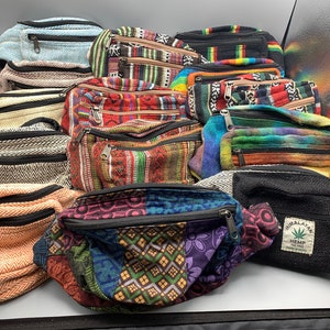 Hemp or Cotton Fanny Pack Bum Bag Unisex Sling Belt Beach Hiking Festival Beach Purse Travel Pouch Men&#39;s Women&#39;s Gift Gifts FAST SHIPPING!