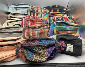 Hemp or Cotton Fanny Pack Bum Bag Unisex Sling Belt Beach Hiking Festival Beach Purse Travel Pouch Men&#39;s Women&#39;s Gift Gifts FAST SHIPPING!