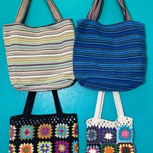 Granny Square Cotton Tote Purse Shoulder Bag Beach Travel Cruise Market Festival Beach School Bag Heavy Duty Gift Gifts FAST SHIPPING!