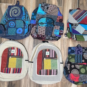Hemp or Cotton Backpack Beach Travel Festival Hiking School Rucksack Hippie Bag Yoga Purse Men's Women's Gift Gifts FAST SHIPPING!