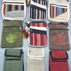 Hanf oder Baumwolle Handytasche Handytasche Geldbörse verstellbarer Riemen Kleine Schulter Reise Kreuzfahrt Wandern Geschenk Geschenke SCHNELLER VERSAND!