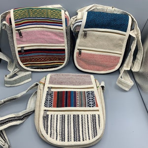 Hemp and Cotton Purse Crossbody Messenger Hippie Travel Beach Hiking Cruise Bag Six Zipper Pockets Adjustable Strap Gift Gifts FAST SHIPPING