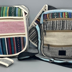 Bolso bandolera de cáñamo y algodón, estilo hippie, para viajes, playa, senderismo, crucero, seis bolsillos con cremallera, correa ajustable, regalo, ENVÍO RÁPIDO