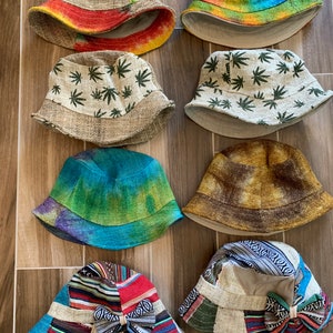 Hemp Bucket Hat Hemp Tie Dye Men’s Women’s Sun Festival Beach Boonie Cover Unisex Hat Inner Cotton Lining Gift Gifts FAST SHIPPING!