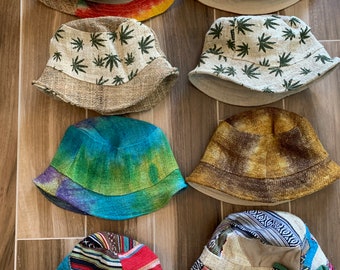 Hemp Bucket Hat Hemp Tie Dye Men’s Women’s Sun Festival Beach Boonie Cover Unisex Hat Inner Cotton Lining Gift Gifts FAST SHIPPING!