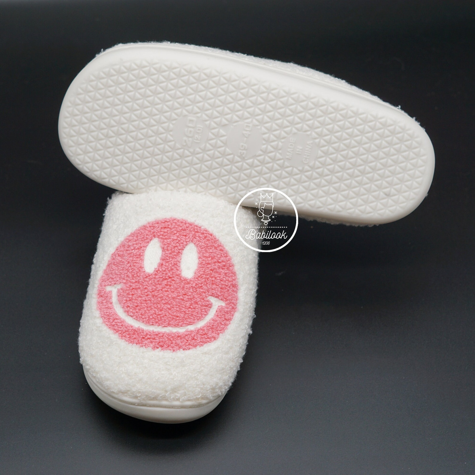 Pink Smiley Face Slippers/ Smile Slippers/ Indoor Slippers/ | Etsy