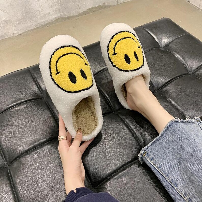 smiley face slippers etsy