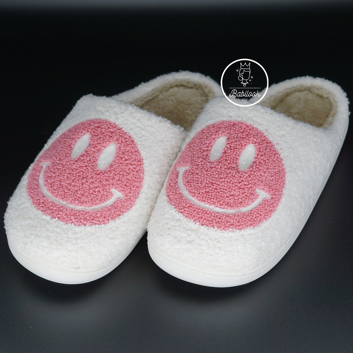 smiley face slippers etsy
