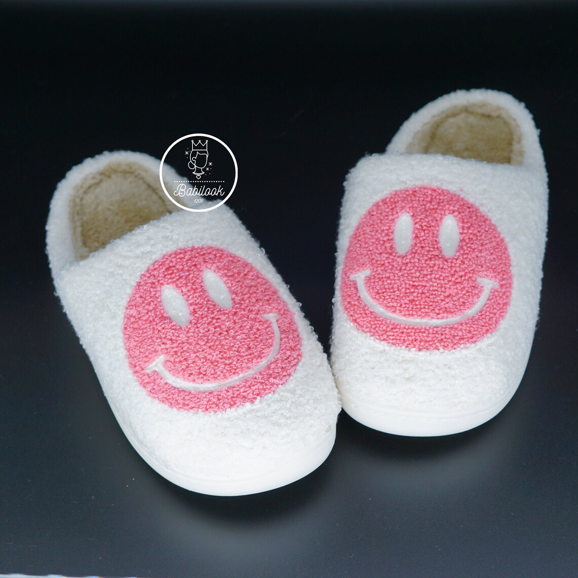 Pink Smiley Face Slippers/ Smile Slippers/ Indoor Slippers/ | Etsy
