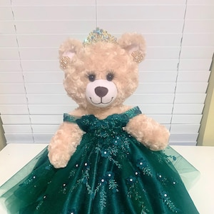 Quinceanera Princess Bear/Doll with Emerald Green Garden Princess Dress/Custom Dress