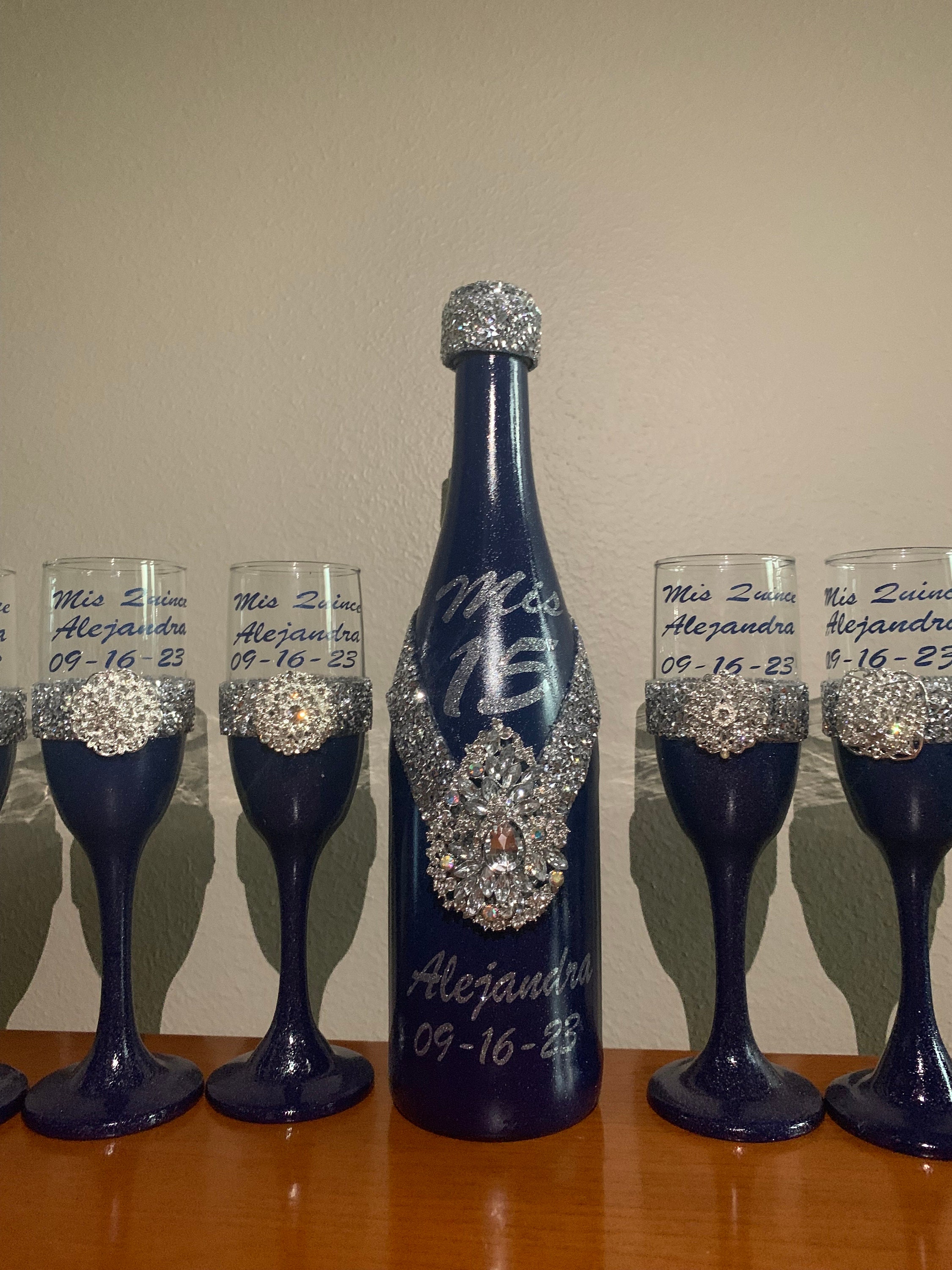 Quinceañera Toast Bottle and Flutes Etsy