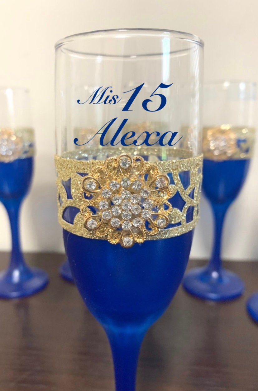 Quinceañera Toast Bottle and Flutes Etsy