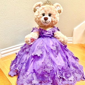 Quinceañera Princess Bear/Doll  with Lavender dress with 3D  butterflies/garden theme dress