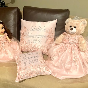 Quinceanera Princess Doll/Bear with Blush Dress/Custom Dress