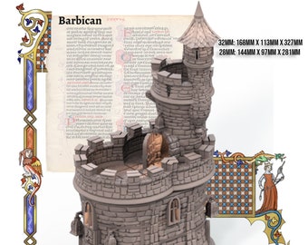 Barbican 28/32MM | Tale of Two Cities | 3D Printed Tabletop Fantasy Miniatures Props Dungeons and Dragons DnD D&D Tower Fort | Lovecraft