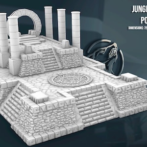 Jungle Ruins Portal 28/32mm | Dark Realms | 3D Printed Tabletop Miniatures Props Dungeons and Dragons, DnD, D&D, Pathfinder