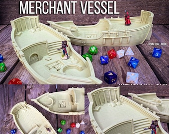 Merchant Vessel - 28/32mm | Custom-Crafted Fantasy Ship Model for Tabletop RPGs (Dungeons & Dragons/DnD), Wargaming, Dioramas or Display