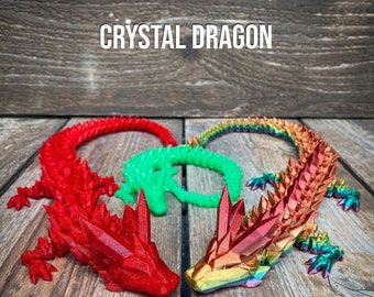 Crystal Articulated Dragon | Tabletop Fantasy RPG Gaming Cosplay Props - Dungeons and Dragons DnD D&D | Fidget Toy Gift | Cinderwing 3D