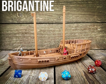 Brigantine 28/32MM | Custom-Crafted Fantasy Ship Model for Tabletop RPGs (Dungeons & Dragons/DnD), Wargaming, Dioramas or Display