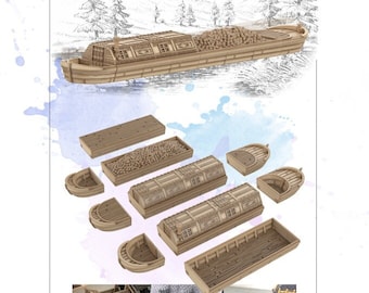 Barge Set  15/28/32MM | Dark Alley City | 3D Printed Fantasy Tabletop Miniatures Props Dungeons and Dragons DnD D&D