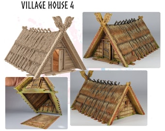 Viking Village House #4 15/28/32MM | 3D Printed Fantasy Tabletop Gaming Accessories and Props - Dungeons and Dragons DnD D&D | Longhouse