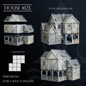 House 125 - 28/32mm | Tabletop Townscapes | 3D Printed Tabletop Fantasy Miniatures and Props | Dungeons and Dragons, DnD, D&D, Pathfinder