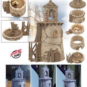 Bell Tower 15/28/32MM | Custom-Crafted Fantasy Model for Tabletop RPGs (Dungeons & Dragons/DnD), Wargaming, Dioramas, or Display