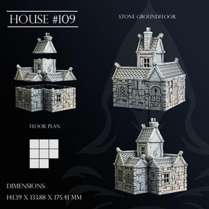 House 109 - 28/32mm | Tabletop Townscapes | 3D Printed Tabletop Fantasy Miniatures and Props | Dungeons and Dragons, DnD, D&D, Pathfinder