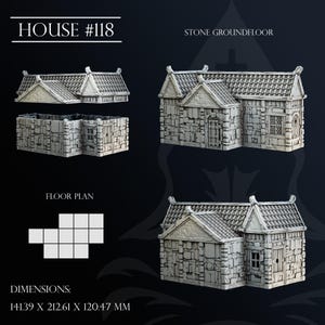 House 118 - 28/32mm | Tabletop Townscapes | 3D Printed Tabletop Fantasy Miniatures and Props | Dungeons and Dragons, DnD, D&D, Pathfinder