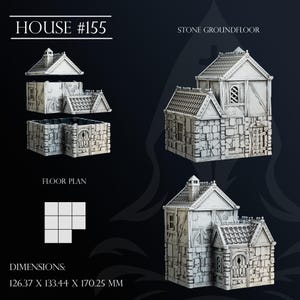 House 155 - 28/32mm | Tabletop Townscapes | 3D Printed Tabletop Fantasy Miniatures and Props | Dungeons and Dragons, DnD, D&D, Pathfinder