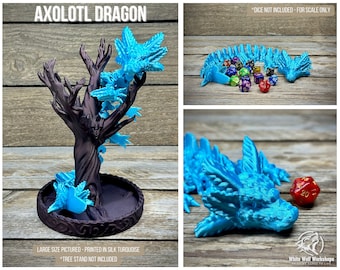 Axolotl Articulated Dragon | Tabletop Fantasy RPG Gaming Cosplay Prop - Dungeons and Dragons DnD D&D | Fidget Gift Toy | Cinderwing 3D